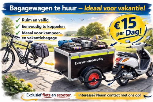 Reserveer voor de voorjaarvakantie of zomervakantie uw bagagewagen