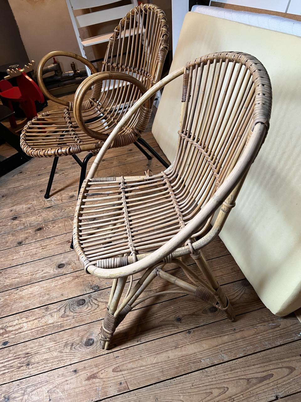 Rieten/rotan kinderstoel 2x