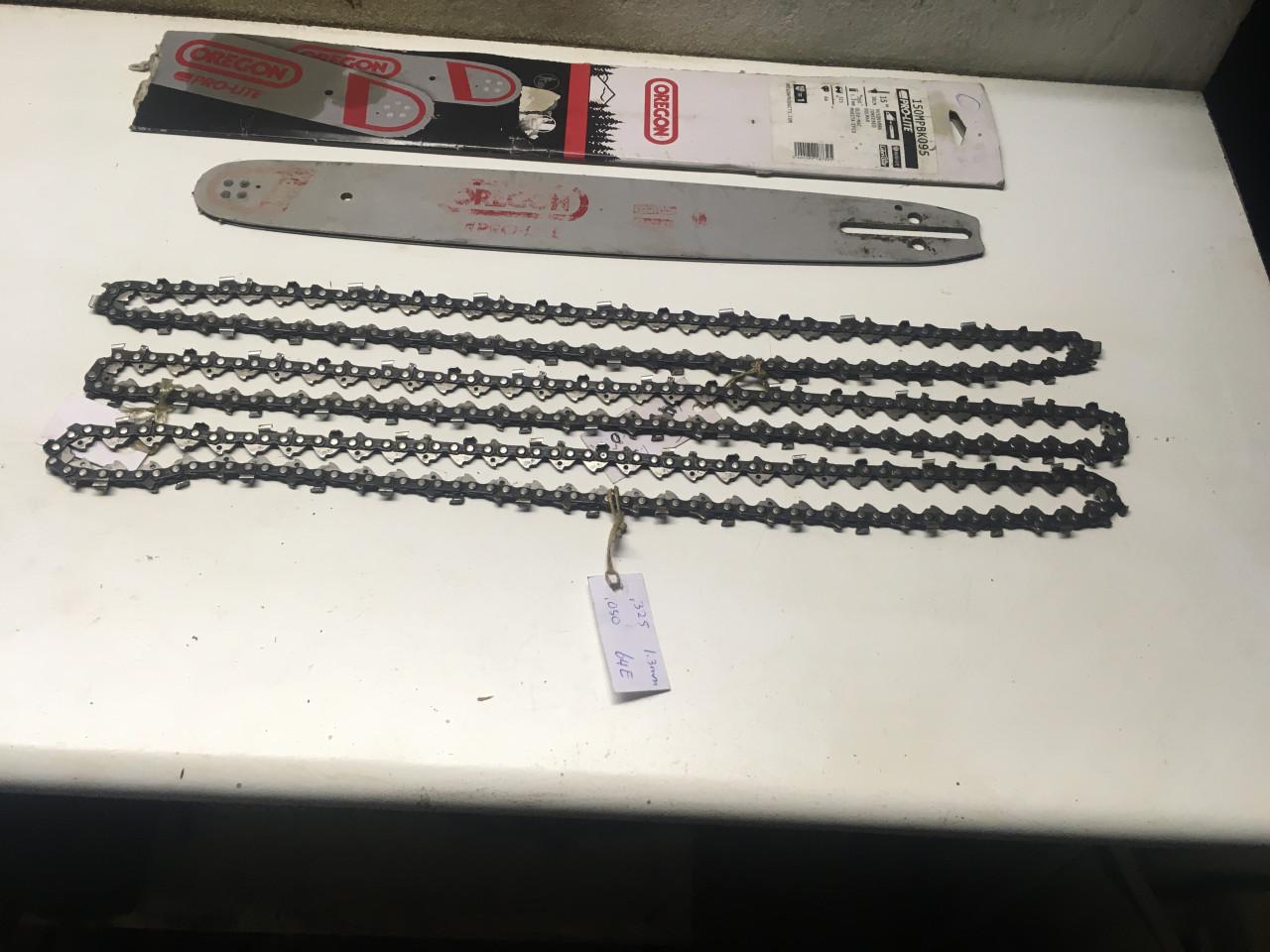 Oregon zaagblad 38cm met 3 oregon zaagkettingen in goede staat