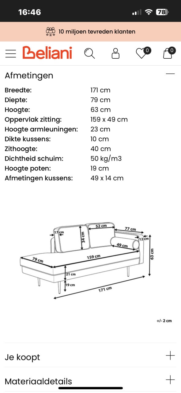 Chaise longue zwart fluweel