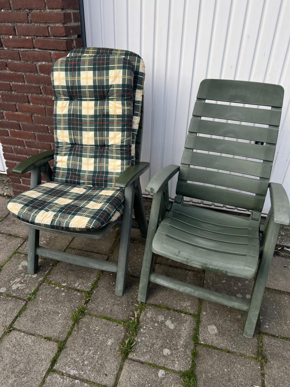 2 x Hartman Tuinstoelen met verstelbare leuning met tuinstoelkussens