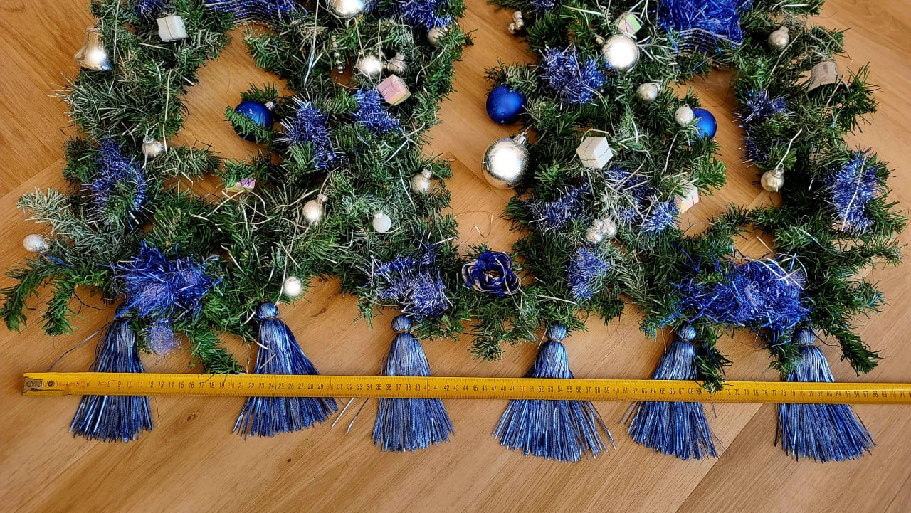Winkeletalage 3luik met blauwe kerstdecoratie