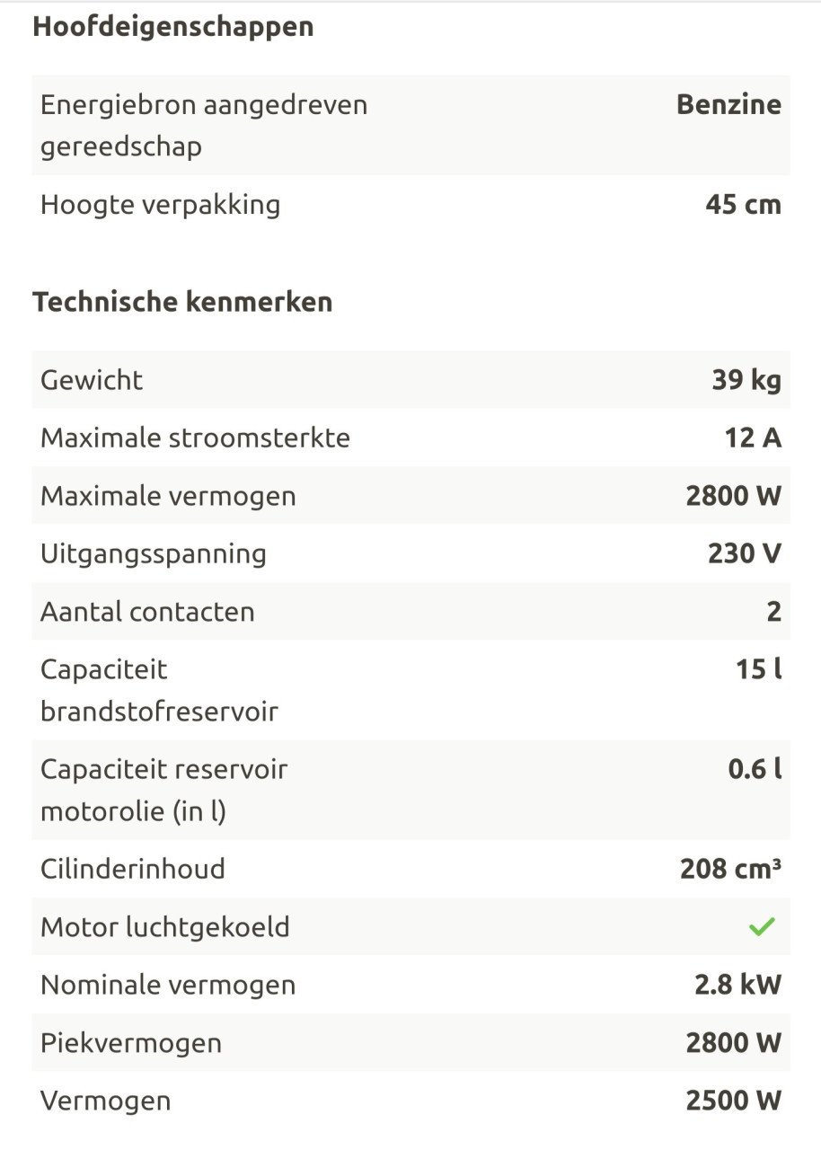 Aggregaat 2800W