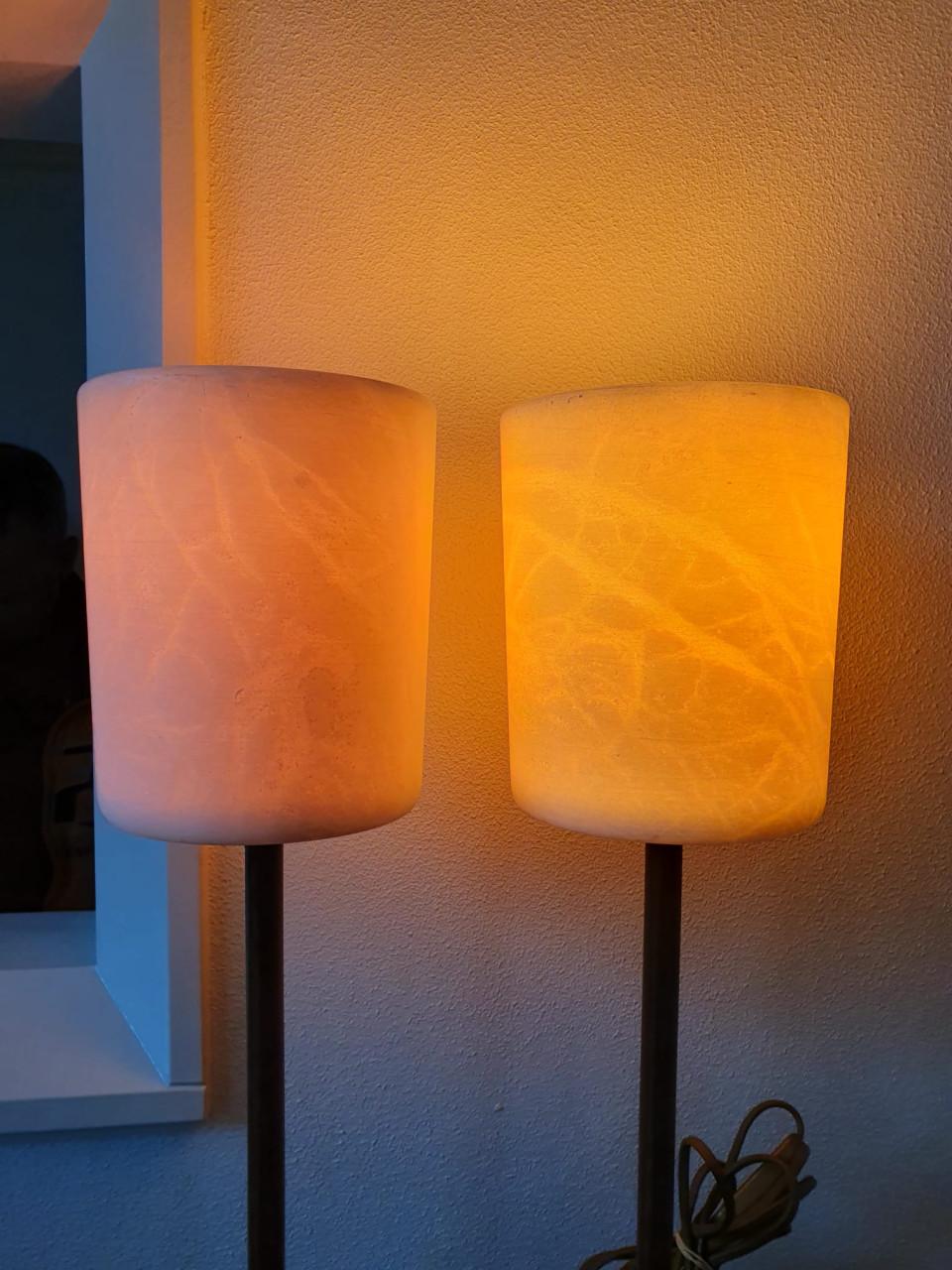 2x tafellamp met Albast kap