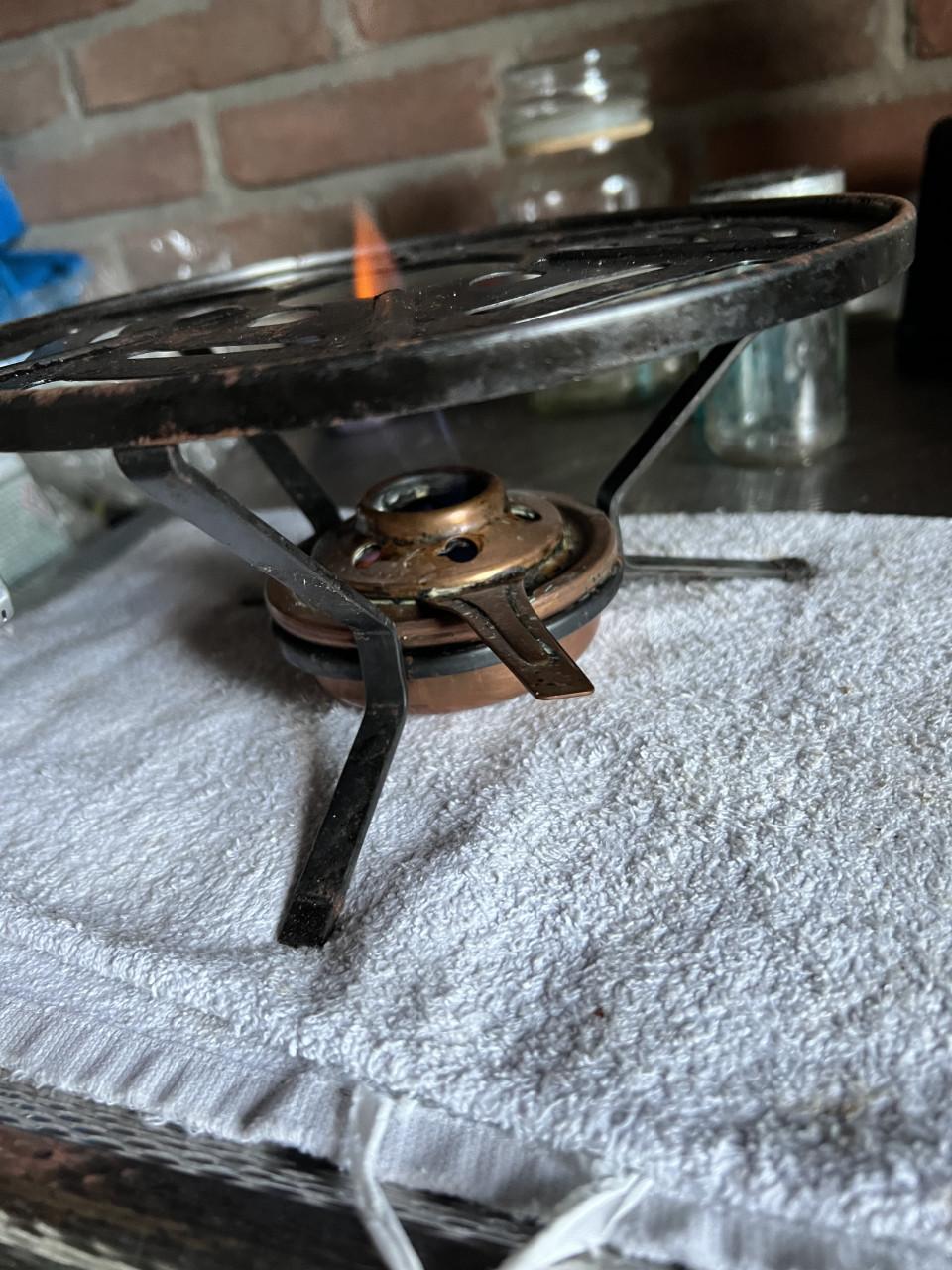 Antieke koperen camping Kookplaat / brander 🔥nog in verpakking
