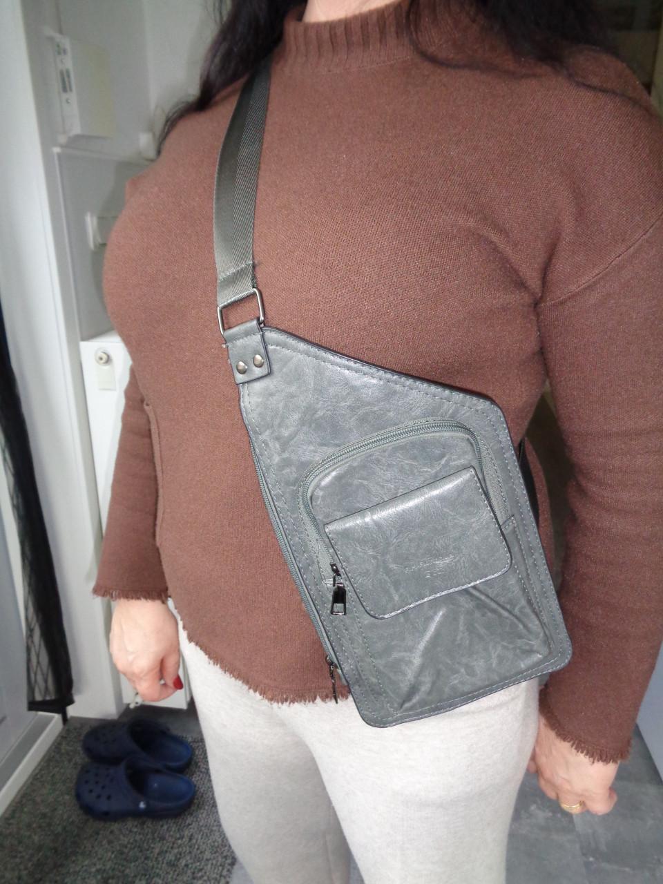 Schoudertas grijs en bruin