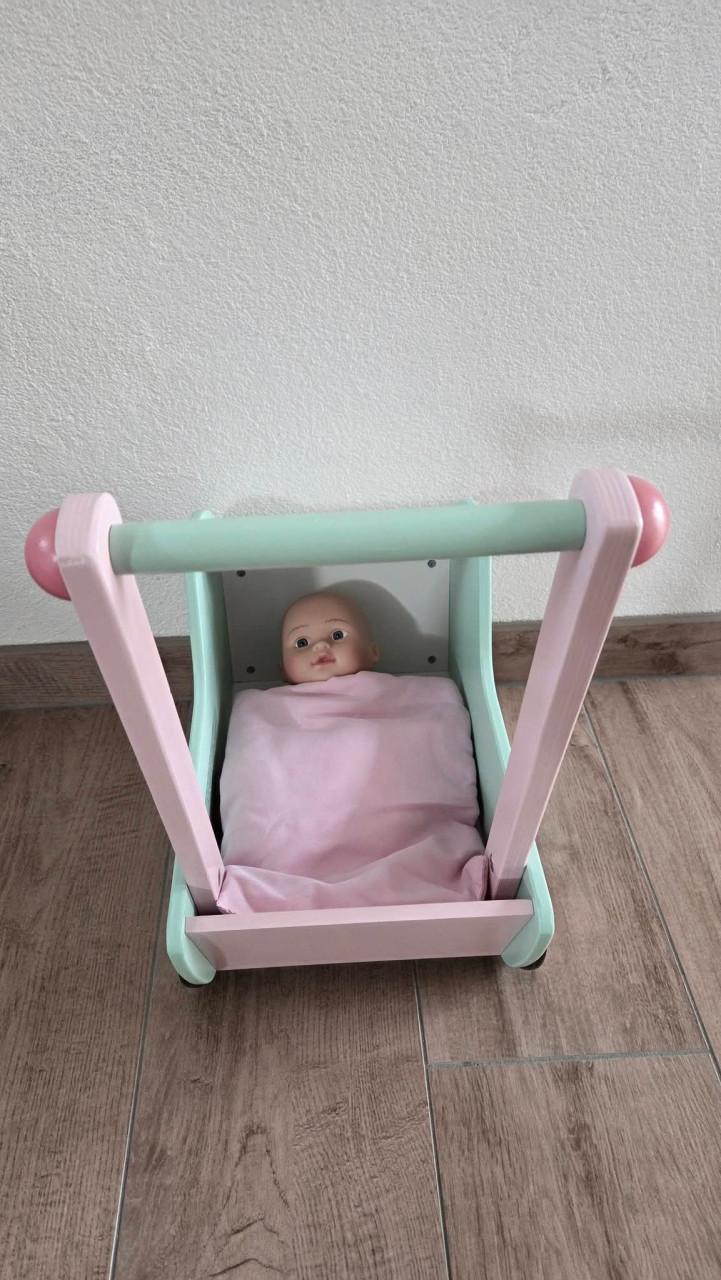 🎈Houten Poppenwagen in pastelkleuren