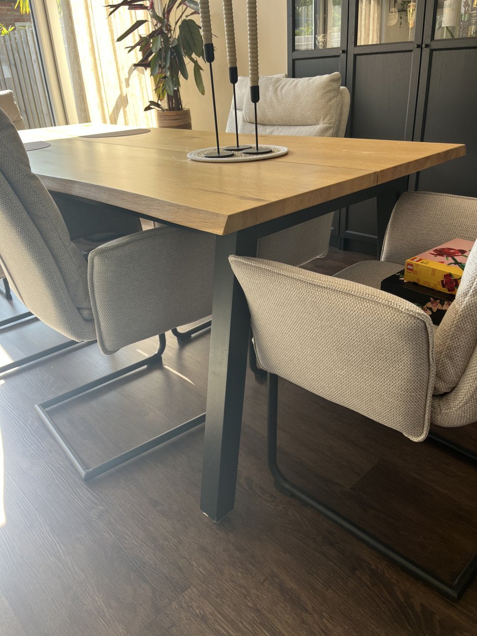 Eettafel SKOVLUNDE 90x200 naturel eiken/zwart