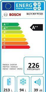 A++ klasse Bosch koel vries combinatie Koelkast vriezer 186x60x65 cm.