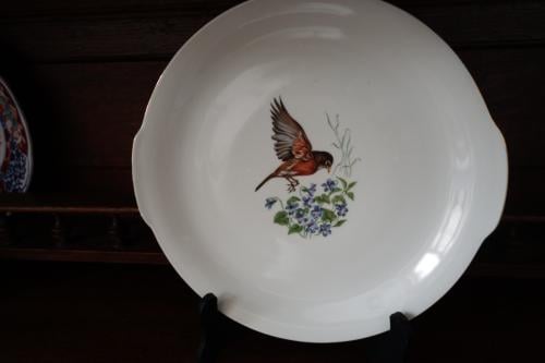 Vintage Bavaria Winterling gebaksschaal 26 cm. doorsnee  mooi vogeldecor