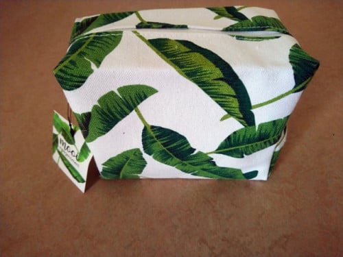 Toilettas / make-up tas wit/groen bladprint - NIEUW