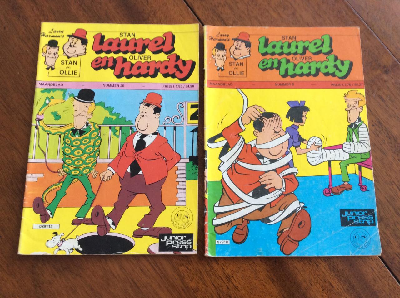 Verschillende vintage boekjes van Laurel en Hardy.