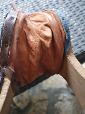Mooie kleine koperen, lederen vintage blaasbalg in nette staat...