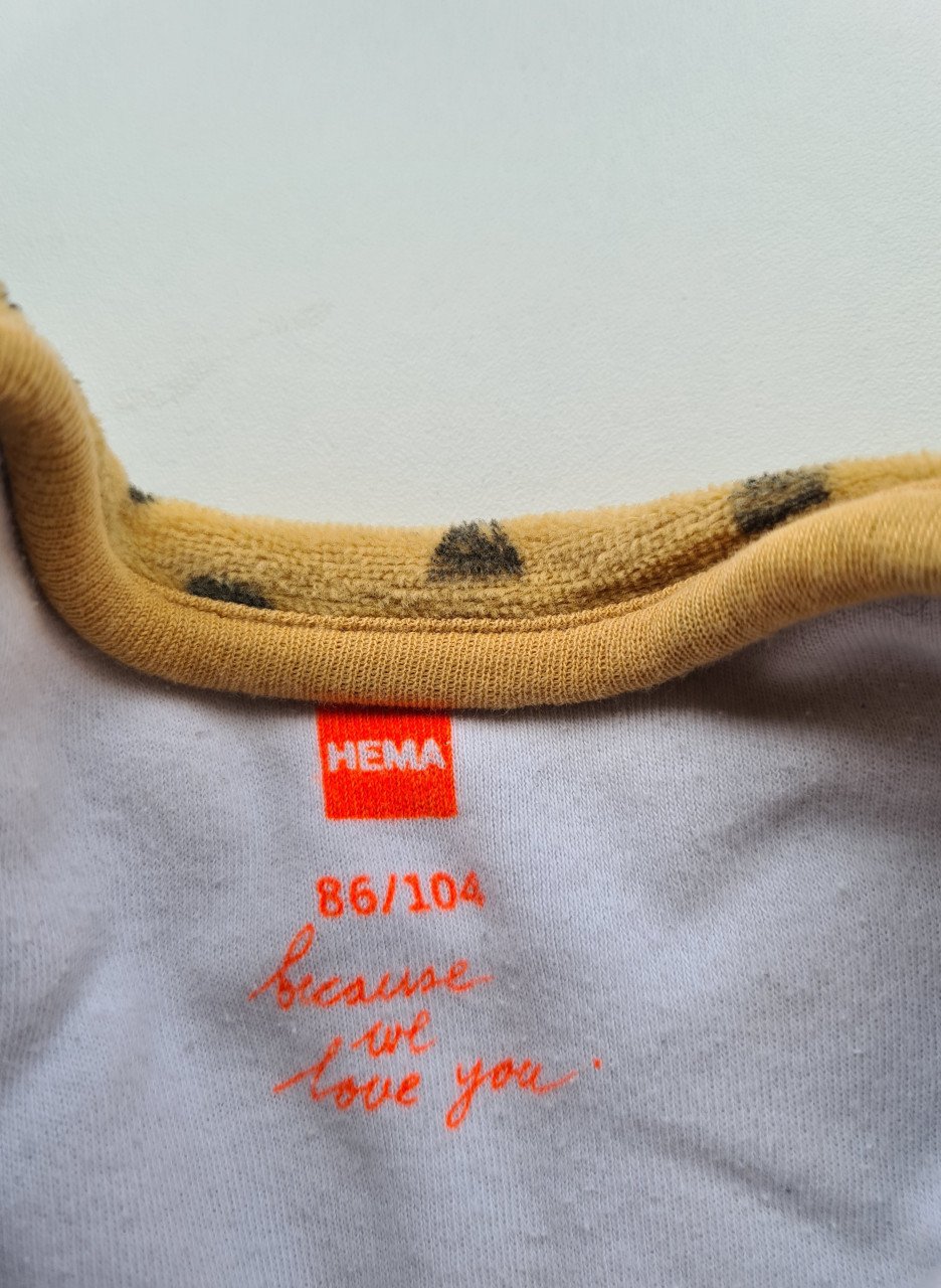 2 X mosterdgeel  slaapzak met afritsbare mouwen Hema  Mt 86-104 samen €5