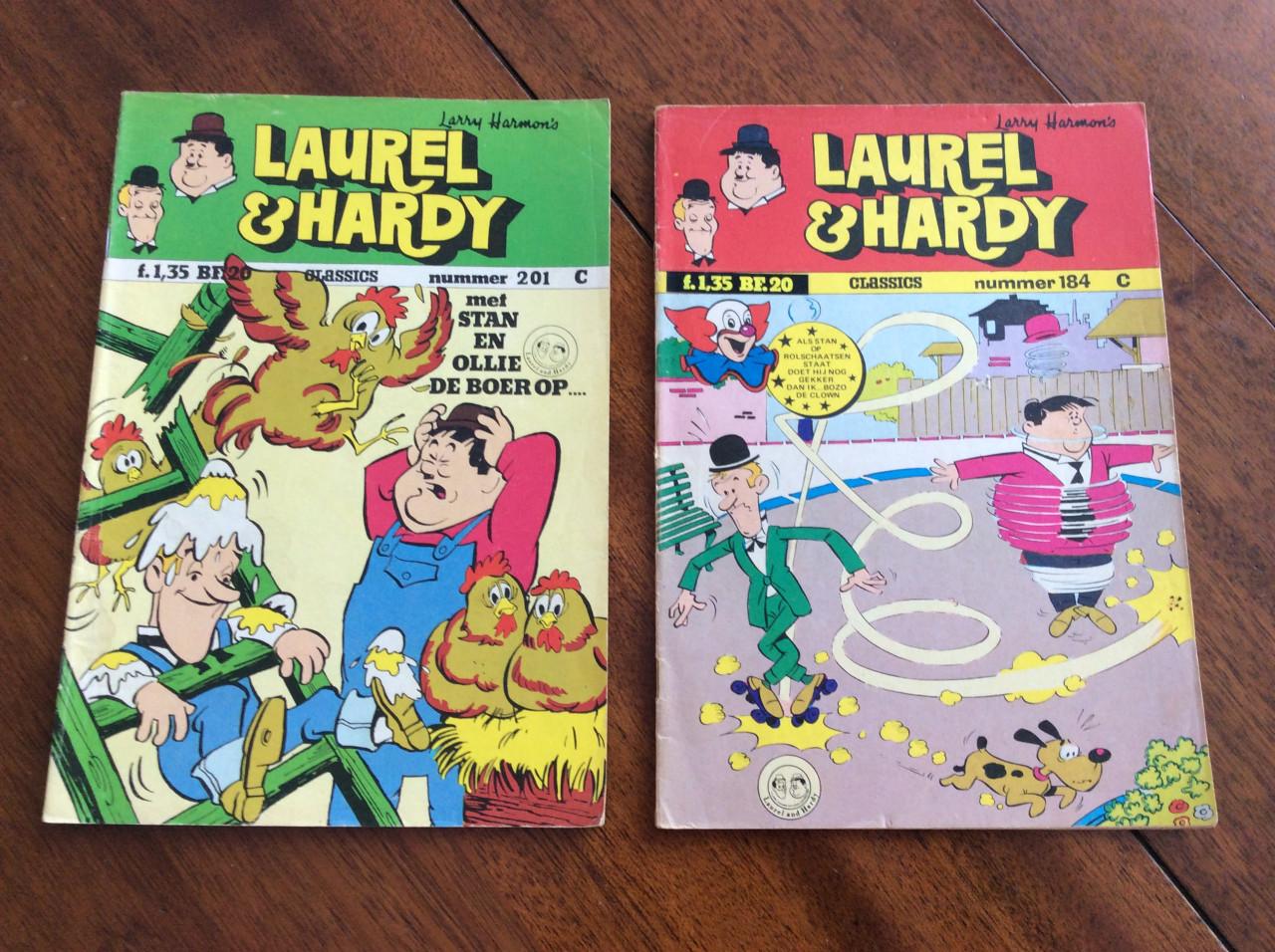 Verschillende vintage boekjes van Laurel en Hardy.