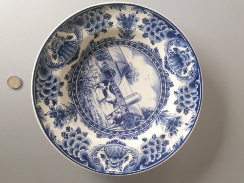 Origineel Delfts blauw bord 75 jaar chv