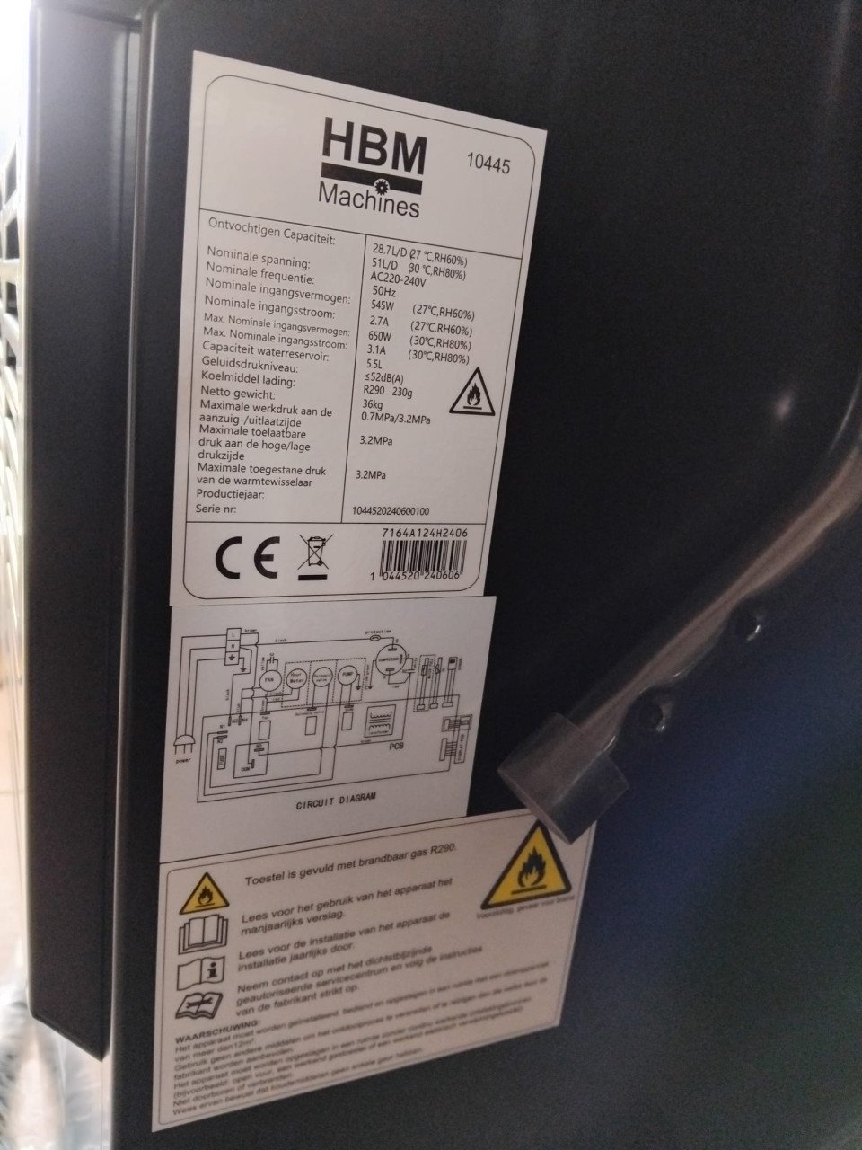 NIEUWE luchtontvochtiger van HBM Machines 650W