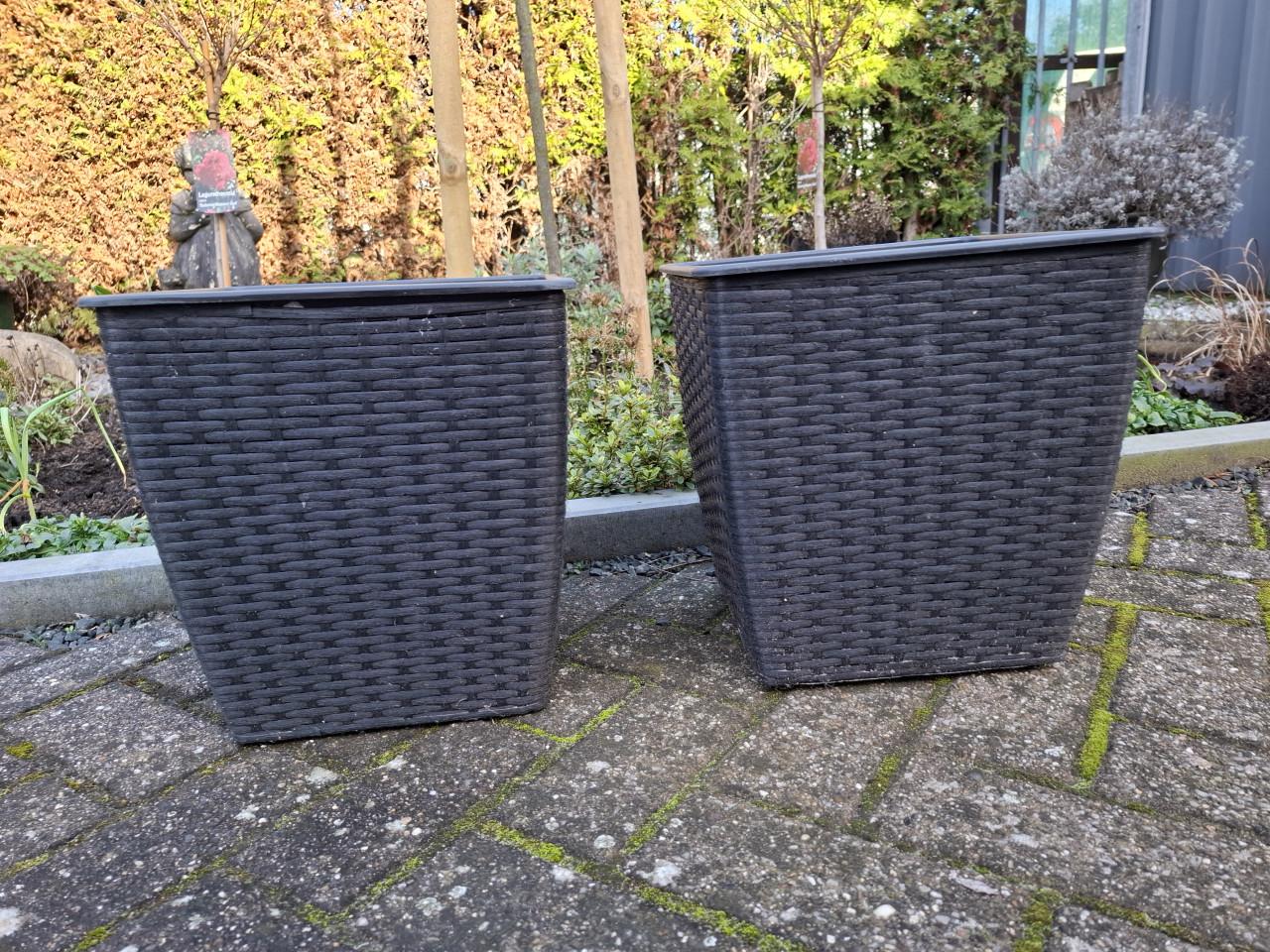 Set rotan buitenpotten