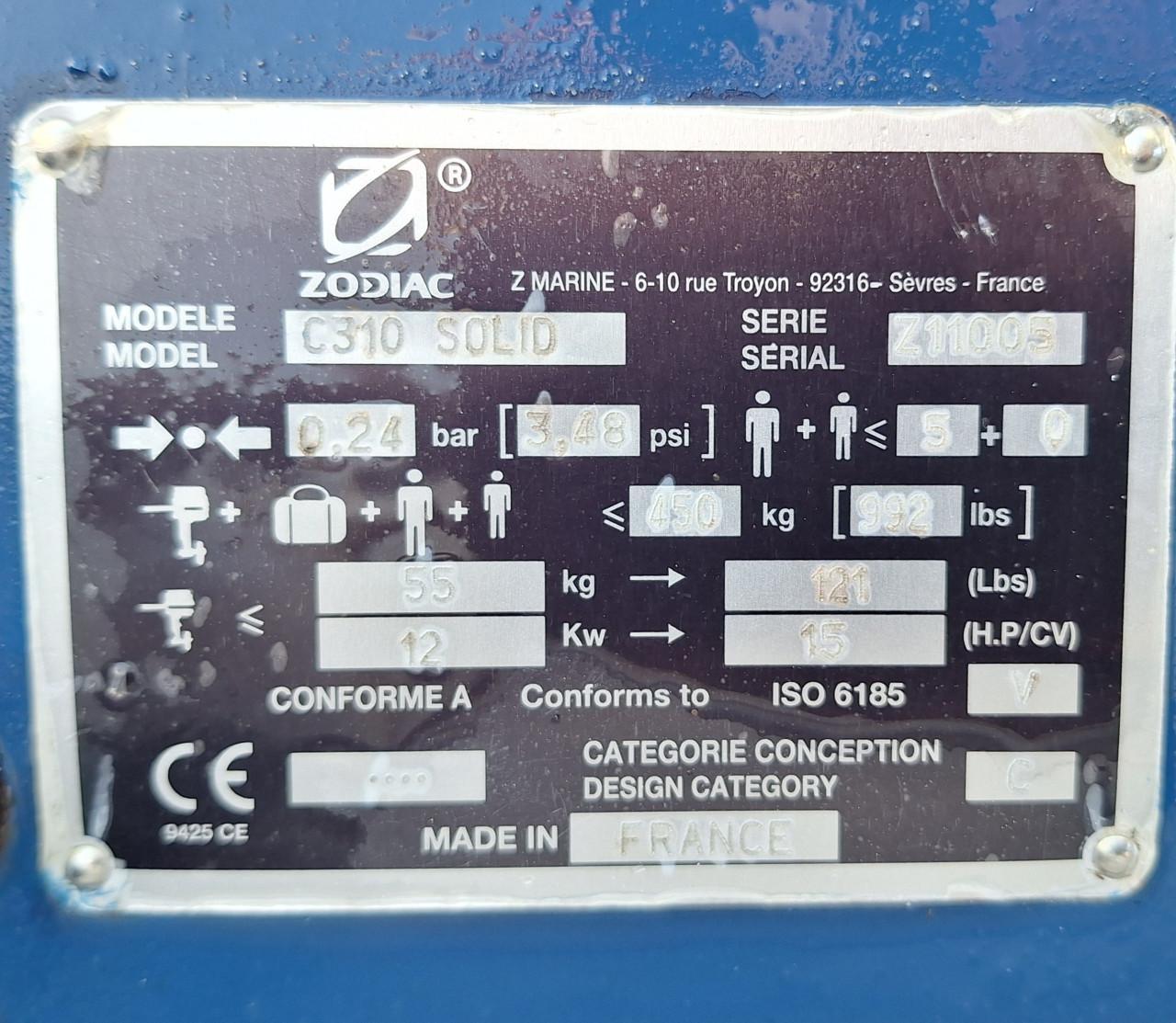 Rubberboot Zodiac C310 Solid