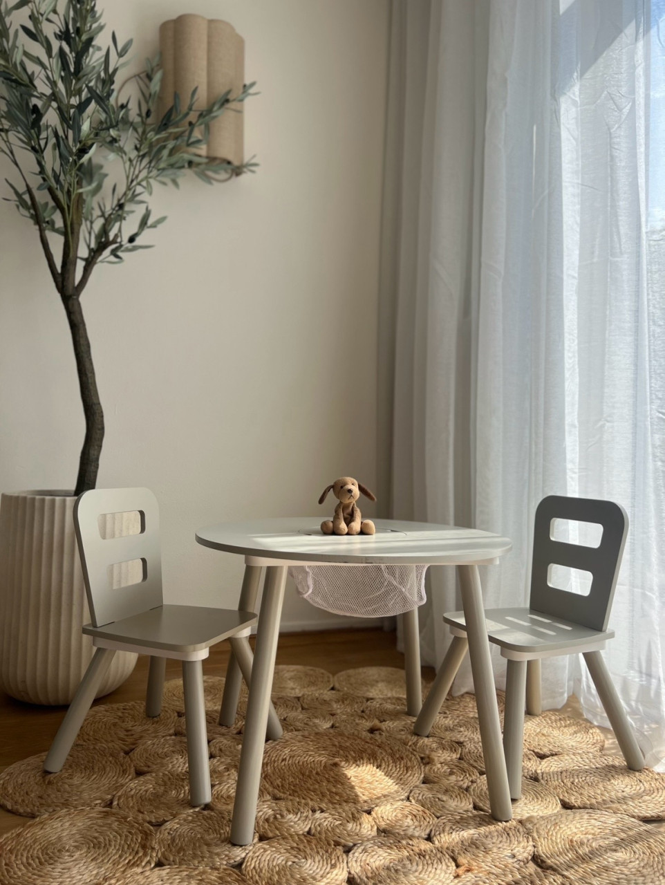 KidKraft Kinder Tafeltje met 2 Stoeltjes – Beige (geverfd)