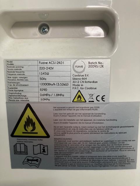 Mobiele Airconditioner, merk Fuave, model ACS12K01