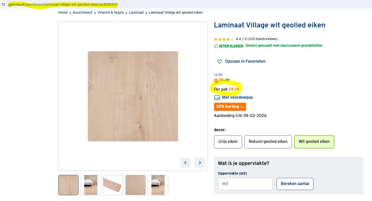 Laminaat Village wit geolied eiken - deze restpartij in scherpe aanbieding