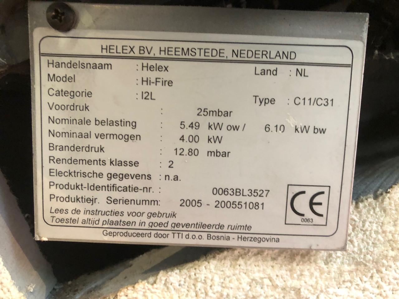 Gas (sfeer) kachel Helex Hi-Fire-  inbouw