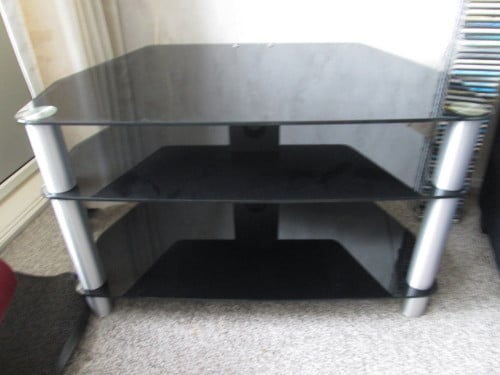 Zwart glazen tv meubel