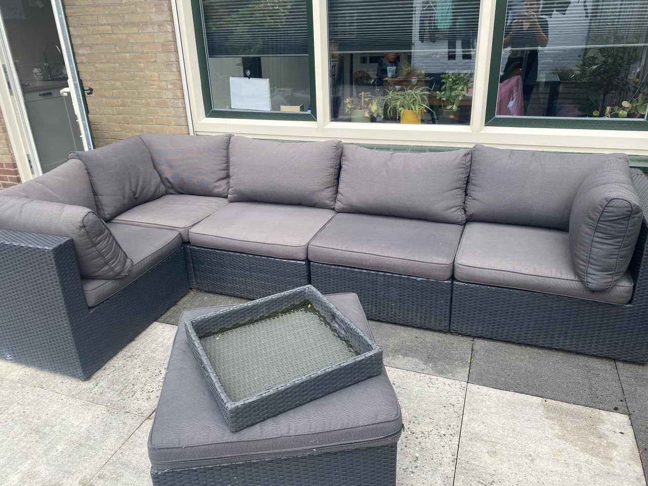 Loungeset antraciet hoekbank