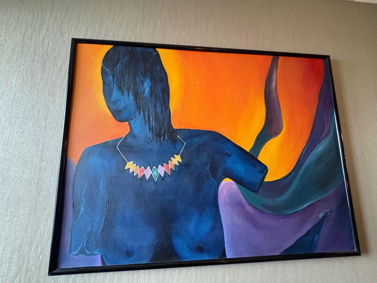 Groot schilderij op doek van vrouwelijk silhouet