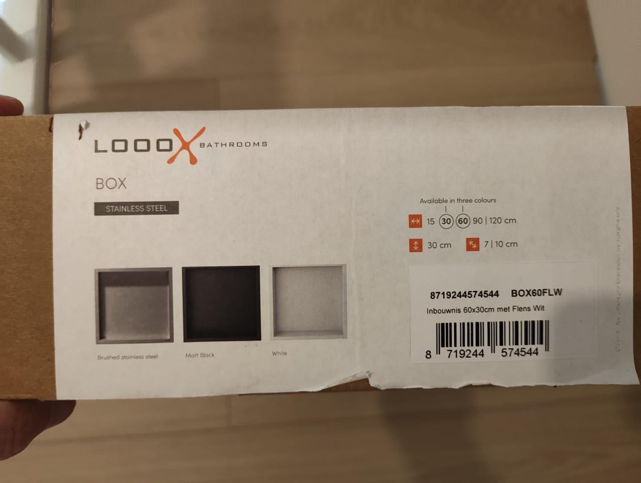 Looox Box inbouwnis 60x30cm met flens Wit
