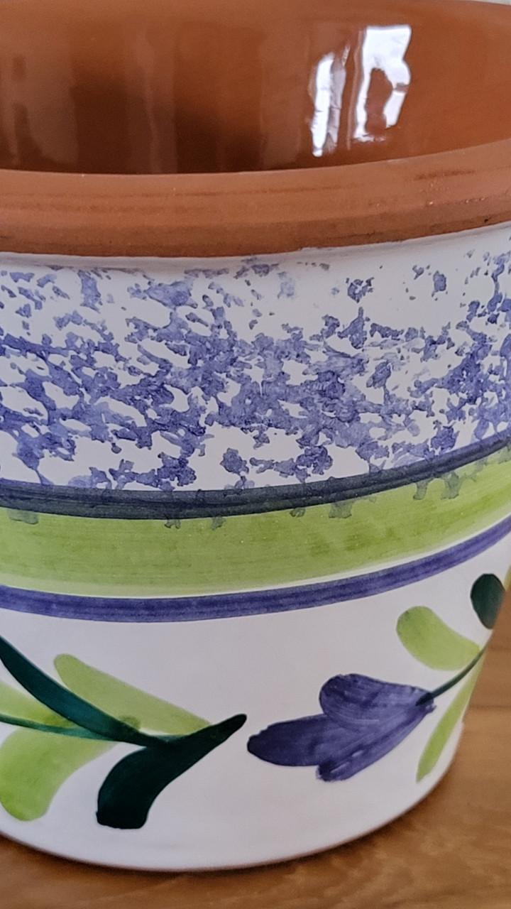 Set van 2 geglazuurde terracotta bloempotten