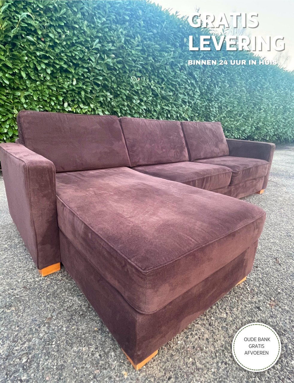 GRATIS LEVERING HEEL NL Bruin Montel Stoffen Hoekbank