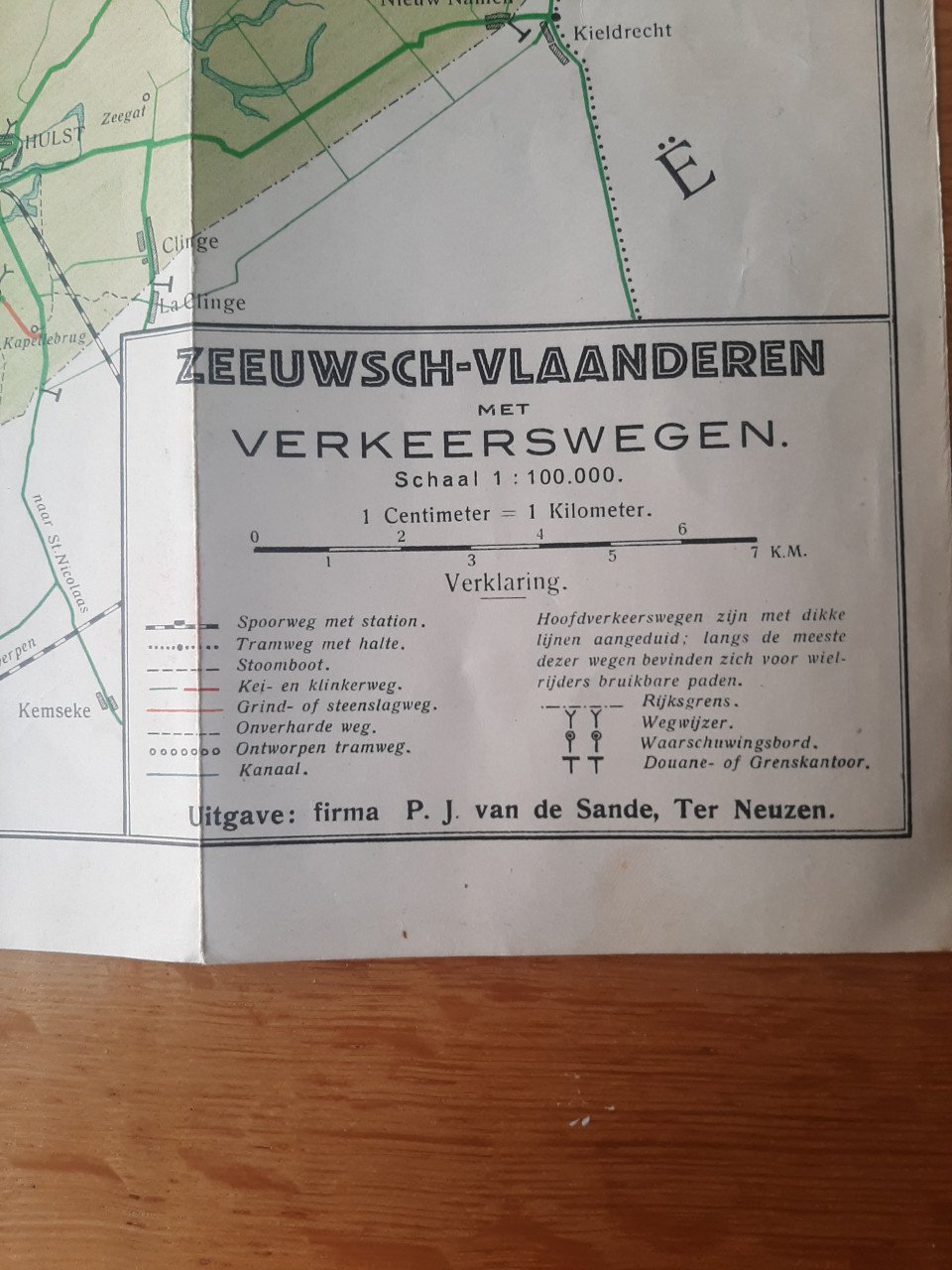 Kaart van Zeeuwsch-Vlaanderen uit 1926