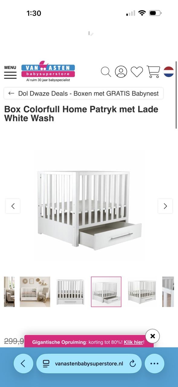 Babybox met lade en matras