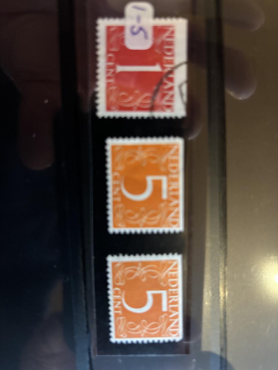 Postzegel 1 cent en 2x 5 cent