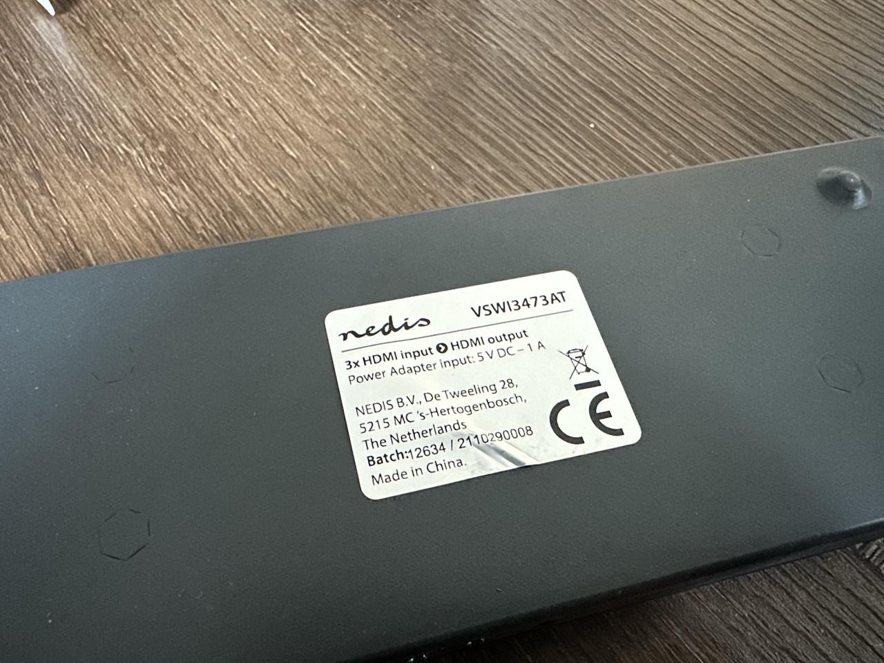 Nedis HDMI switch (3 apparaten 4K, 60Hz)