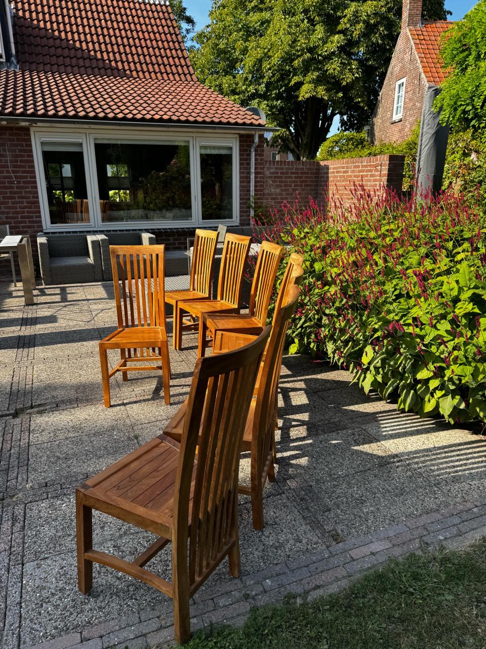 Massief Teak Eetkamer Stoelen (8 stuks)