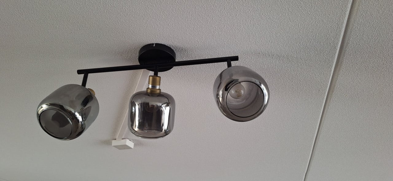 Prachtige plafondlamp, 3 spots glas