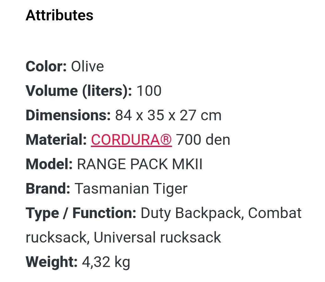 Tasmanian Tiger TT range pack mk2