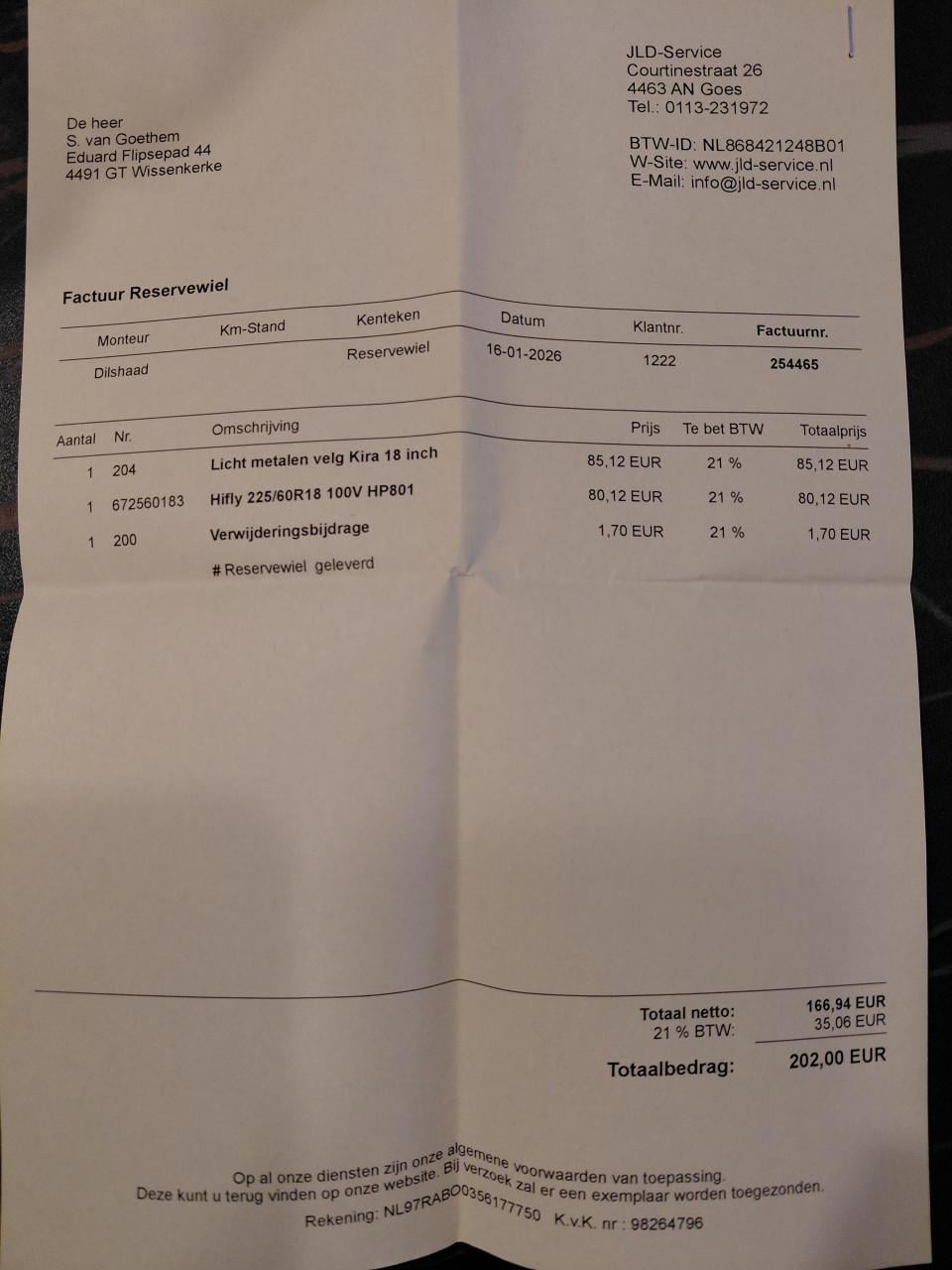 Reservewiel voor Toyota RAV vanaf 2019