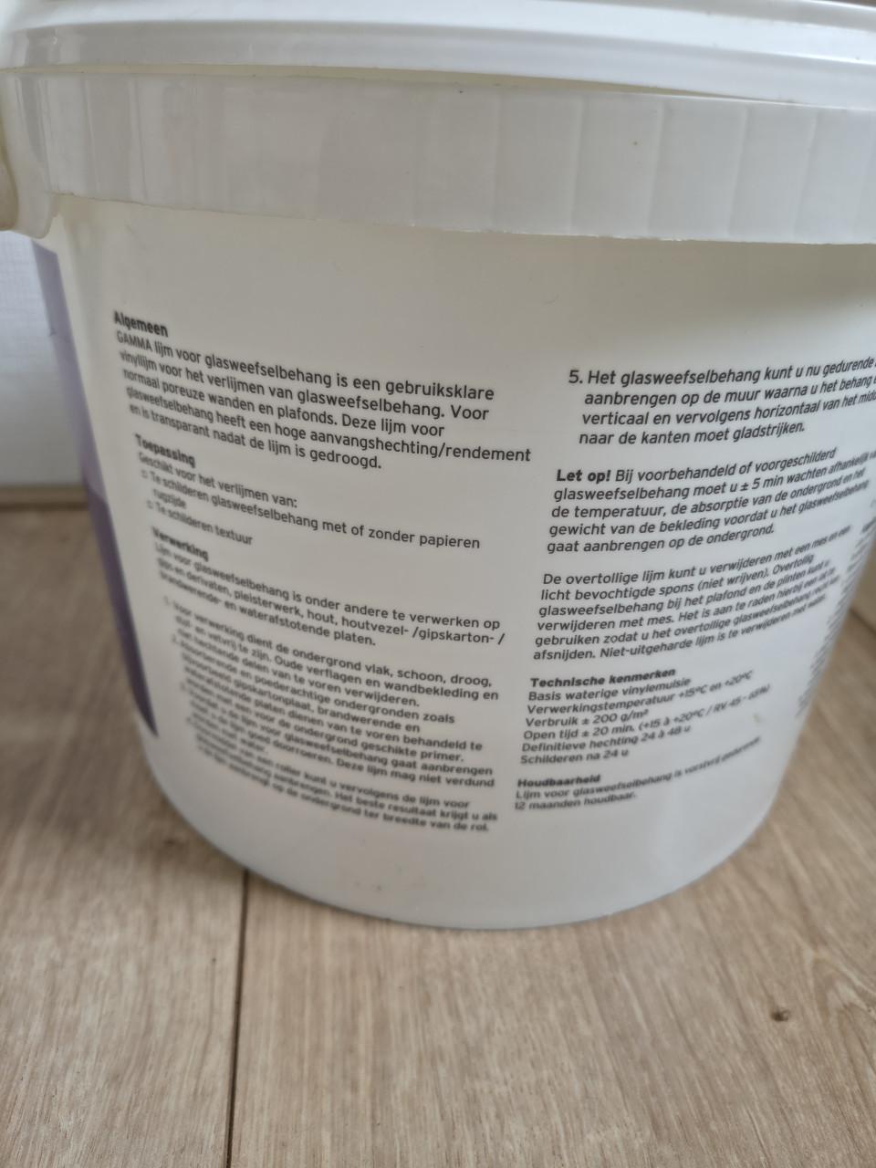 Gamma glasweefsellijm, glasweefsel behanglijm, vinyllijm 5kg