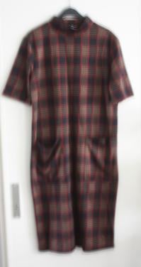 Geruite jurk zwarte bruin rood  maat L