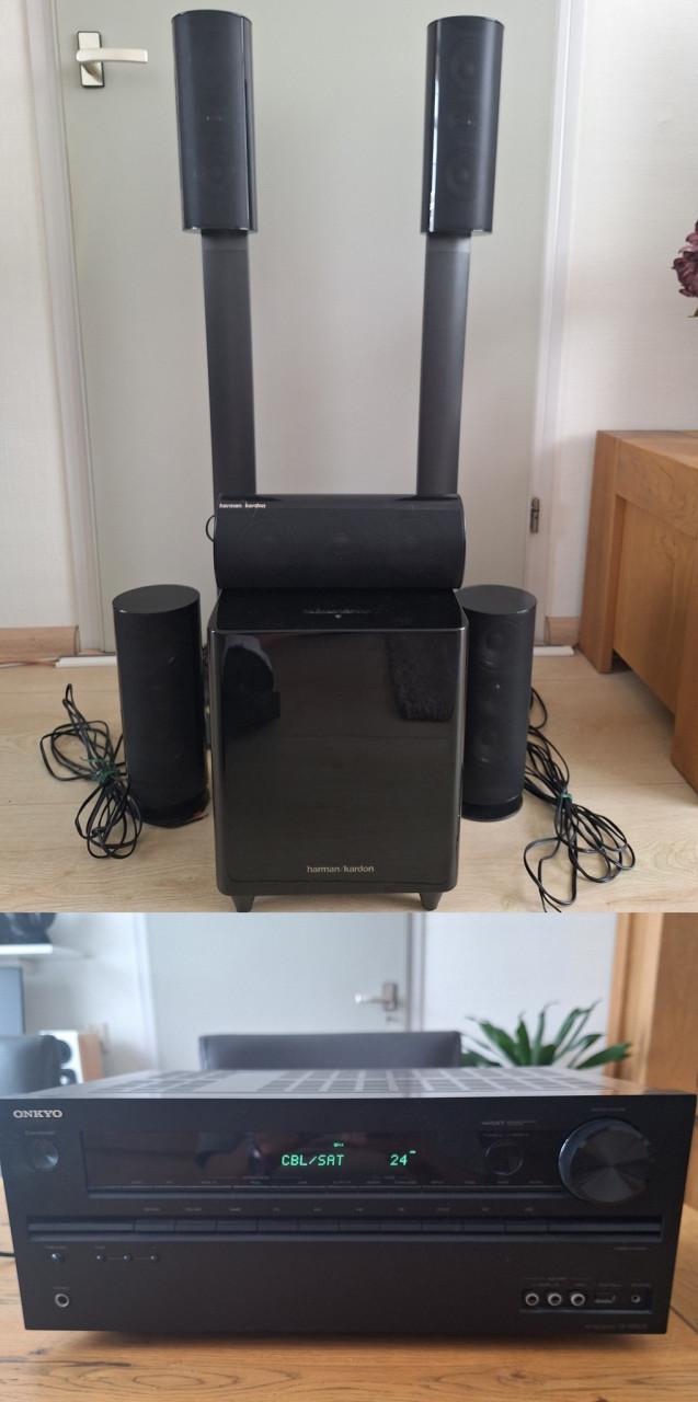 Onkyo TX-NR525 A/V-receiver met Harman Kardon HKTS 30 5.1 speakerset