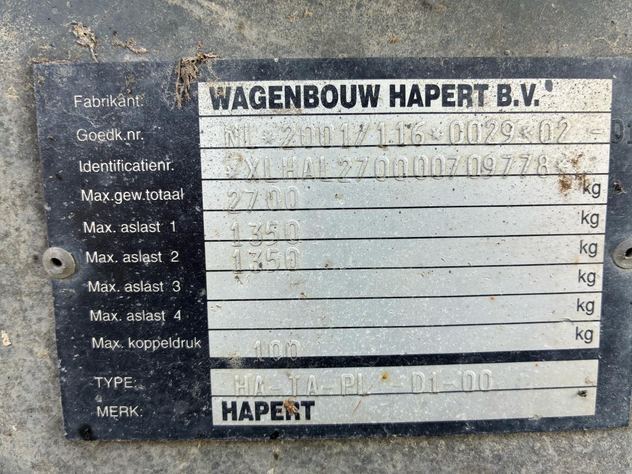 Hapert plateauwagen (4 x 2 mtr)