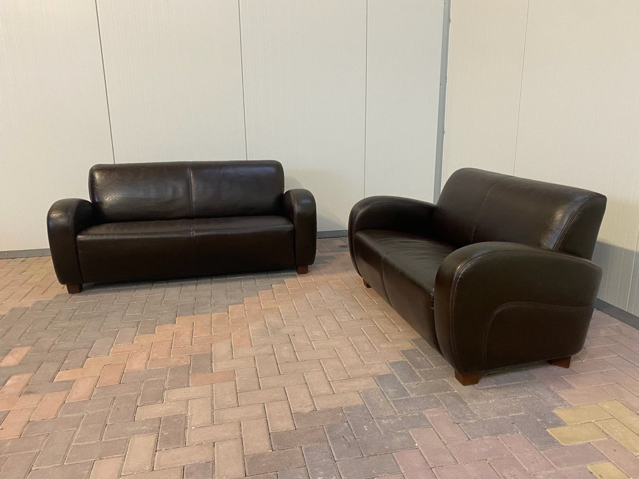 GRATIS LEVERING HEEL NL Bruin Echt Leer Bankstel 3+2,5 Zits