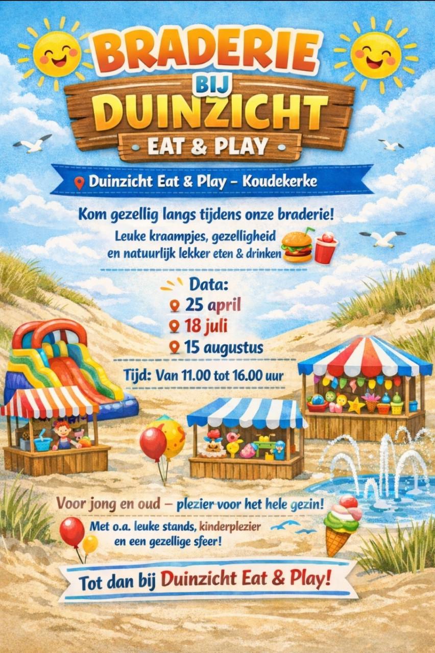 Braderie, markt. 25 deelnemers.  Duinzicht Eat &Play