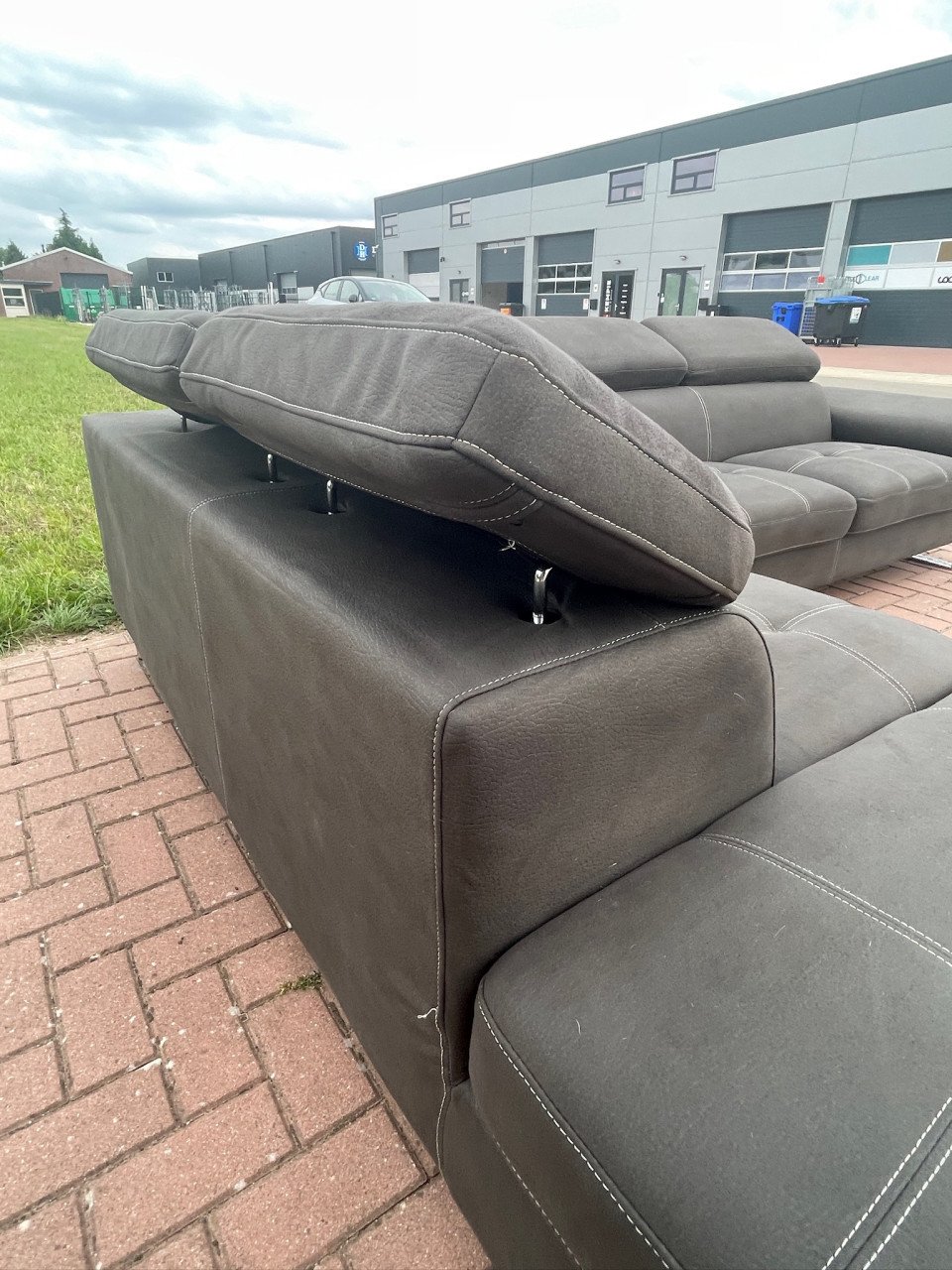 GRATIS LEVERING HEEL NL Grijs Stoffen Hoekbank met Storage Box