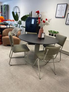 Ronde eettafel (HPL) met 4 stoelen, nu als showmodel afgeprijsd