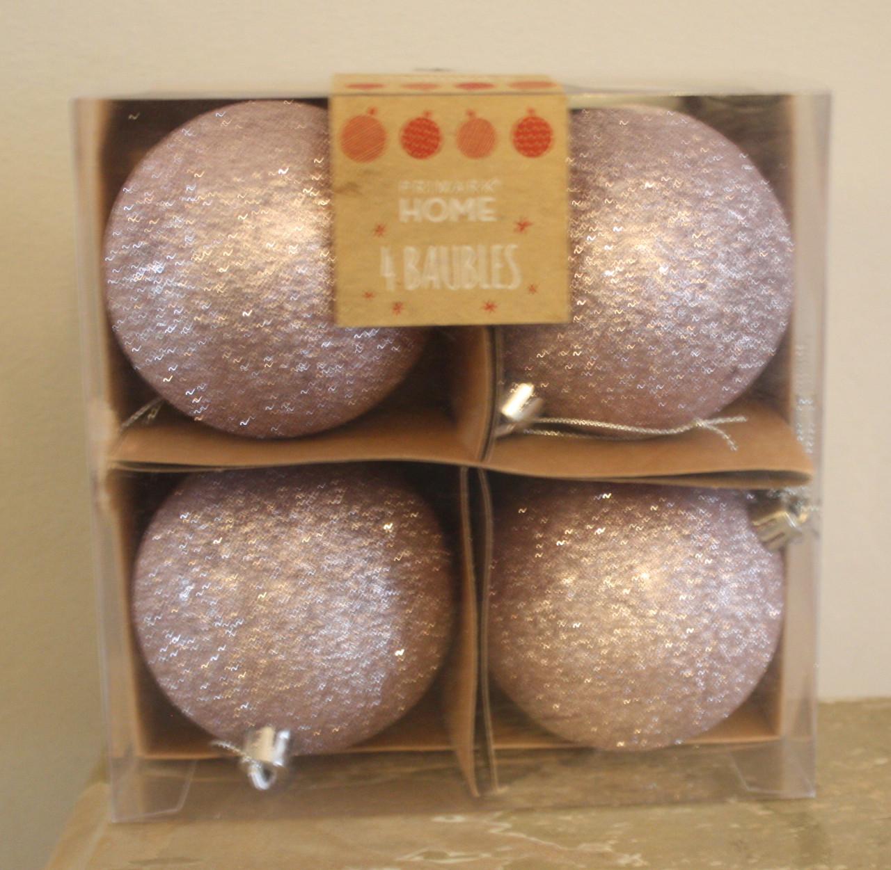 Set van 4 roze glitter kunststof kerstballen